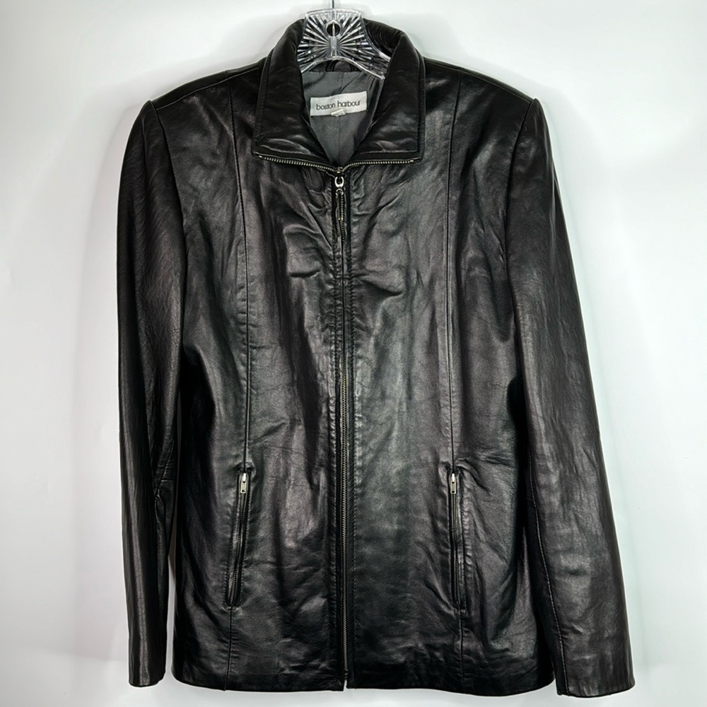Boston Harbor Black Soft Leather Jacket Size Small
